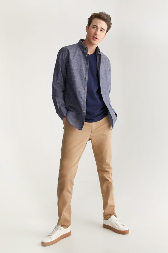 Fitted Chambray Look Shirt