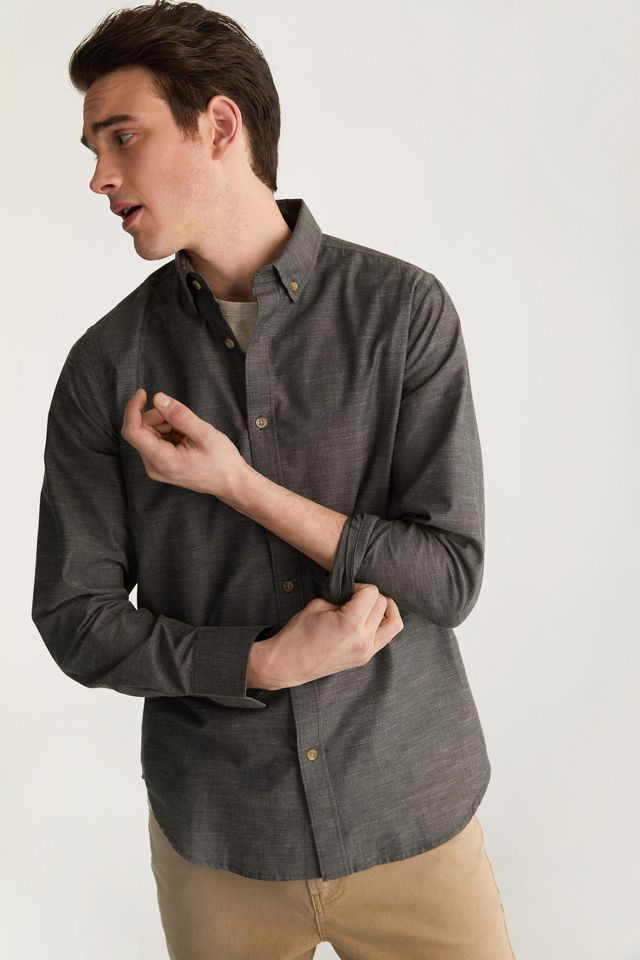 Fitted Chambray Look Shirt