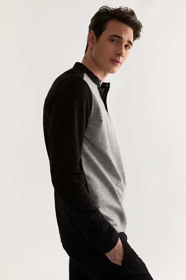 Colour Block Henley T-shirt