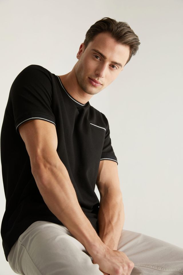 Rib Detail Pique T-shirt