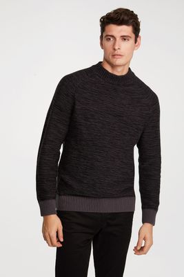 Two Tone Mock Neck Sweater