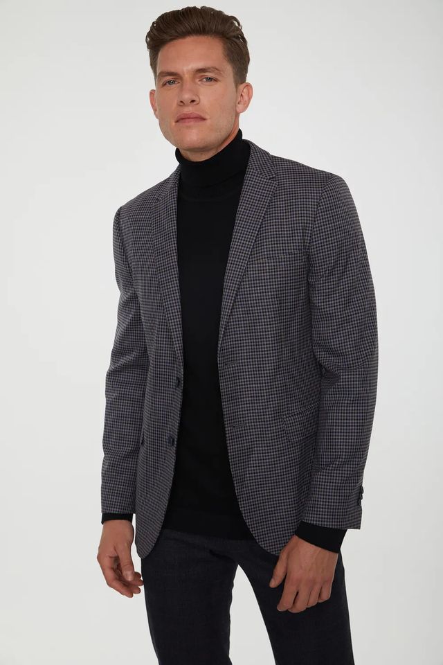 Extra-fitted Micro Check Jacket