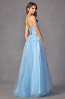 Floral applique tulle prom ball gown