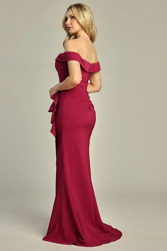 OFF THE SHOULDER SATIN DRESS