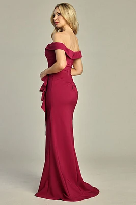 OFF THE SHOULDER SATIN  DRESS