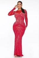 RHINESTONE EMBELLISHED MAXI MERMAID DRESS