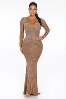 RHINESTONE EMBELLISHED MAXI MERMAID DRESS