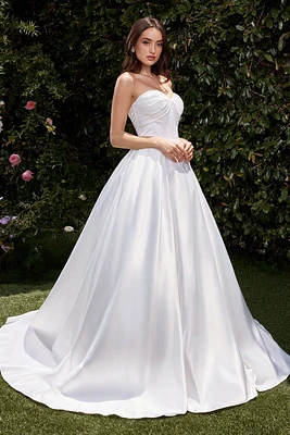 STRAPLESS SATIN BRIDAL BALL GOWN