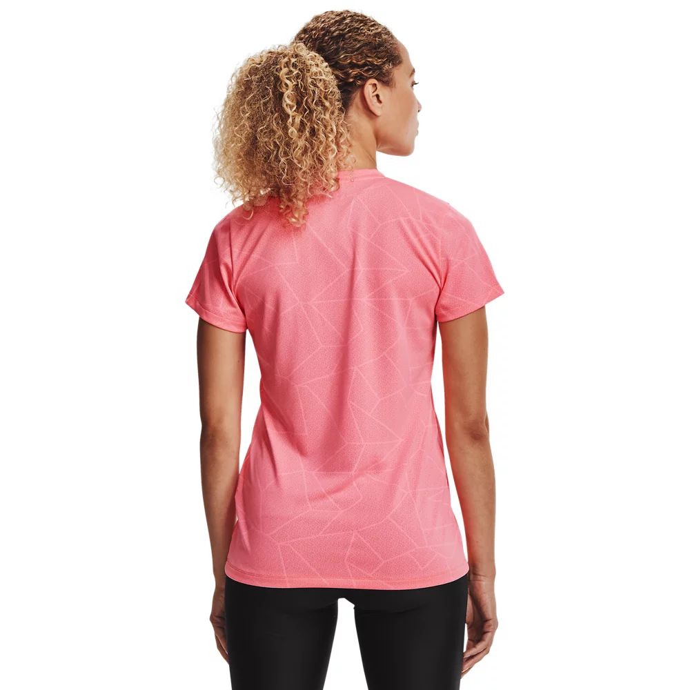 Playera de Manga Corta con Cuello en V UA Velocity Geo Fence para Mujer