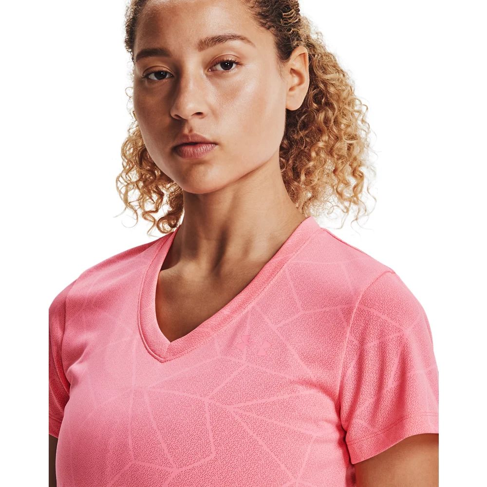 Playera de Manga Corta con Cuello en V UA Velocity Geo Fence para Mujer