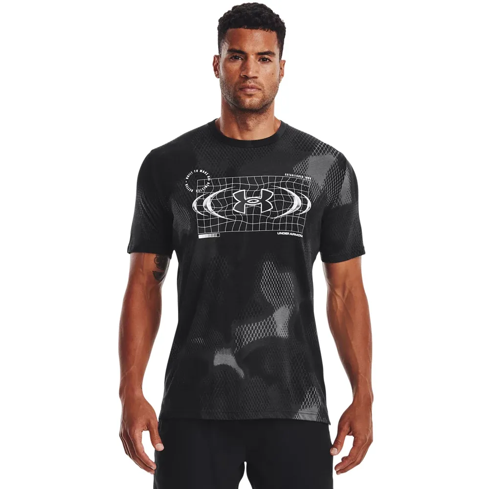 Men's UA Football All Over Print Metal Logo Short Sleeve