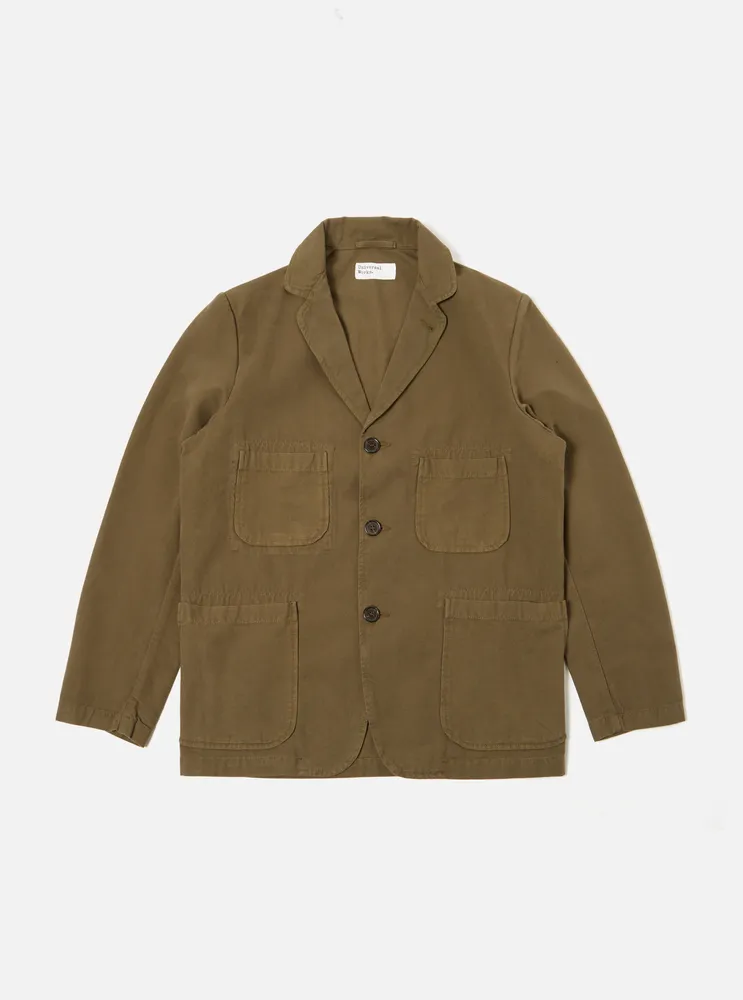 Universal Works Five Pocket Jacket Olive Canvas