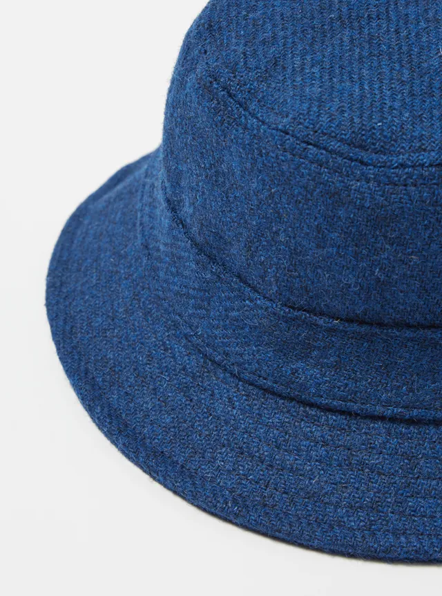 Universal Works Bucket Hat Indigo Harris Tweed