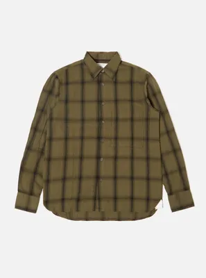 Universal Works Square Pocket Brushed Twill Shirt - Olive