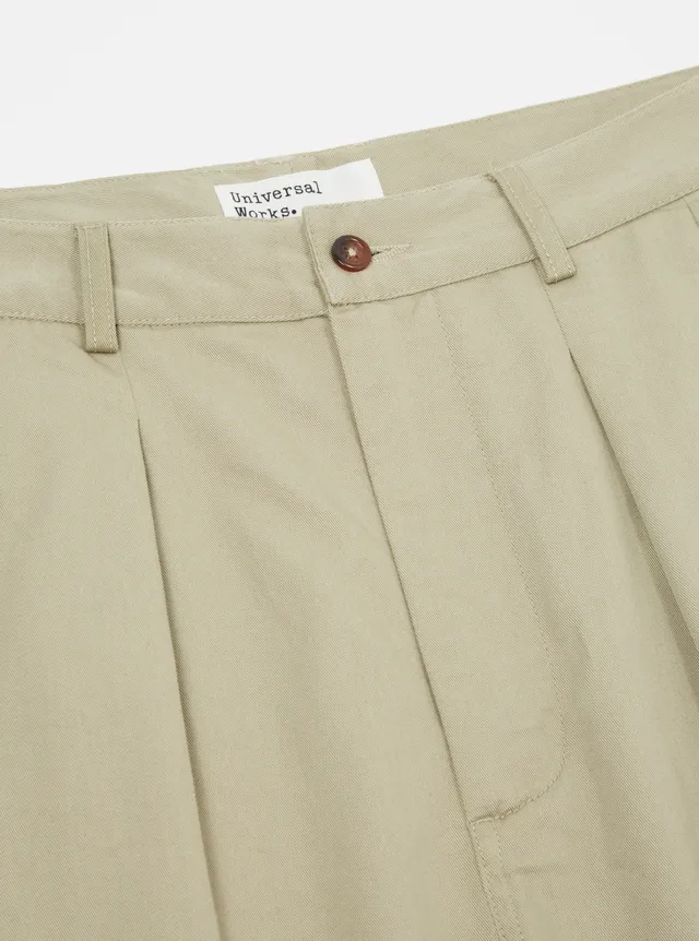 Universal Works Double Pleat Pant In Light Olive Twill — Supersimbo