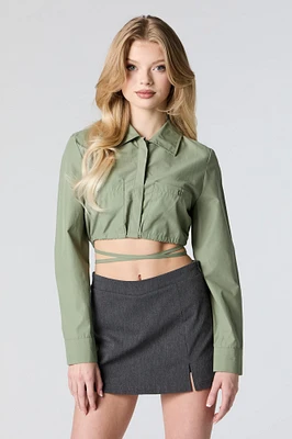 Strappy Cropped Button-Up Top