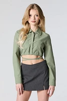 Strappy Cropped Button-Up Top