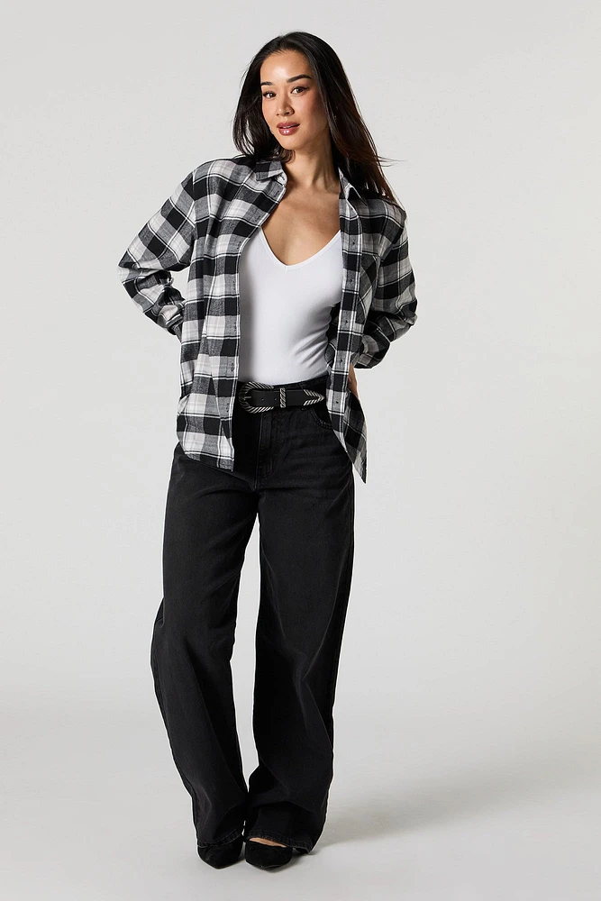 Plaid Button-Up Top