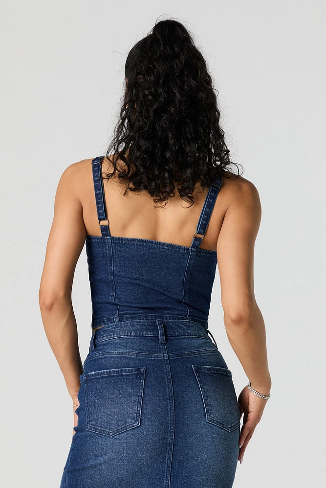 Denim Button-Up Corset Top