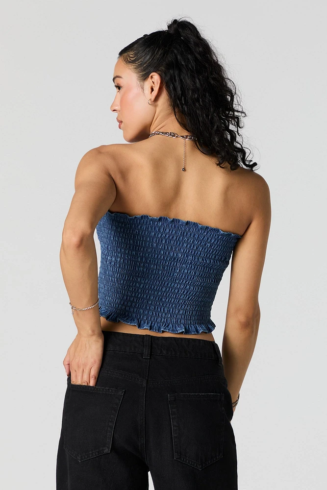 Denim Smocked Tube Top