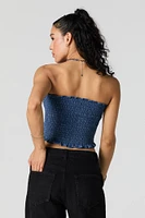 Denim Smocked Tube Top