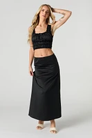 Satin Ruffled Cropped Tank