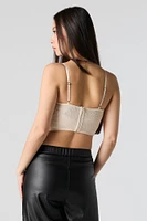 Haut corset court en dentelle fleurie