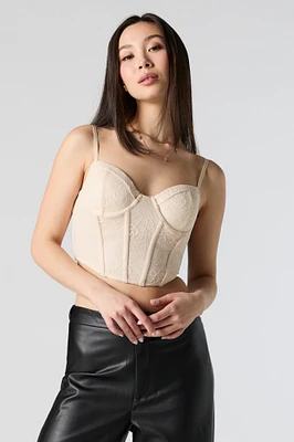 Haut corset court en dentelle fleurie