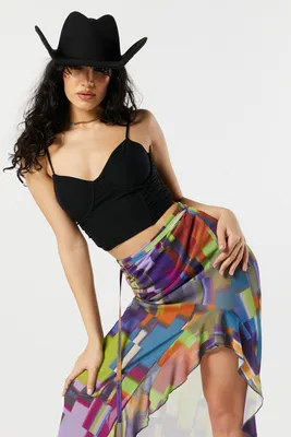Ruched Mesh Bustier Top