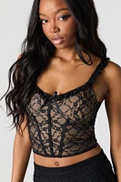 Floral Lace Ruffle Corset Tank