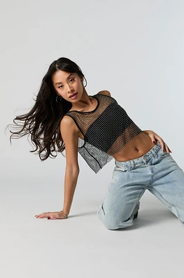 Fishnet Rhinestone Tank