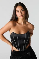 Satin Rhinestone Striped Corset Top