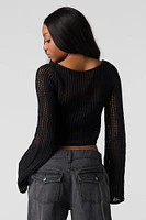 Crochet Long Sleeve Crop Top