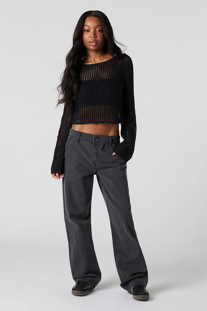 Crochet Long Sleeve Crop Top