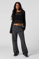 Crochet Long Sleeve Crop Top
