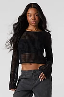 Crochet Long Sleeve Crop Top