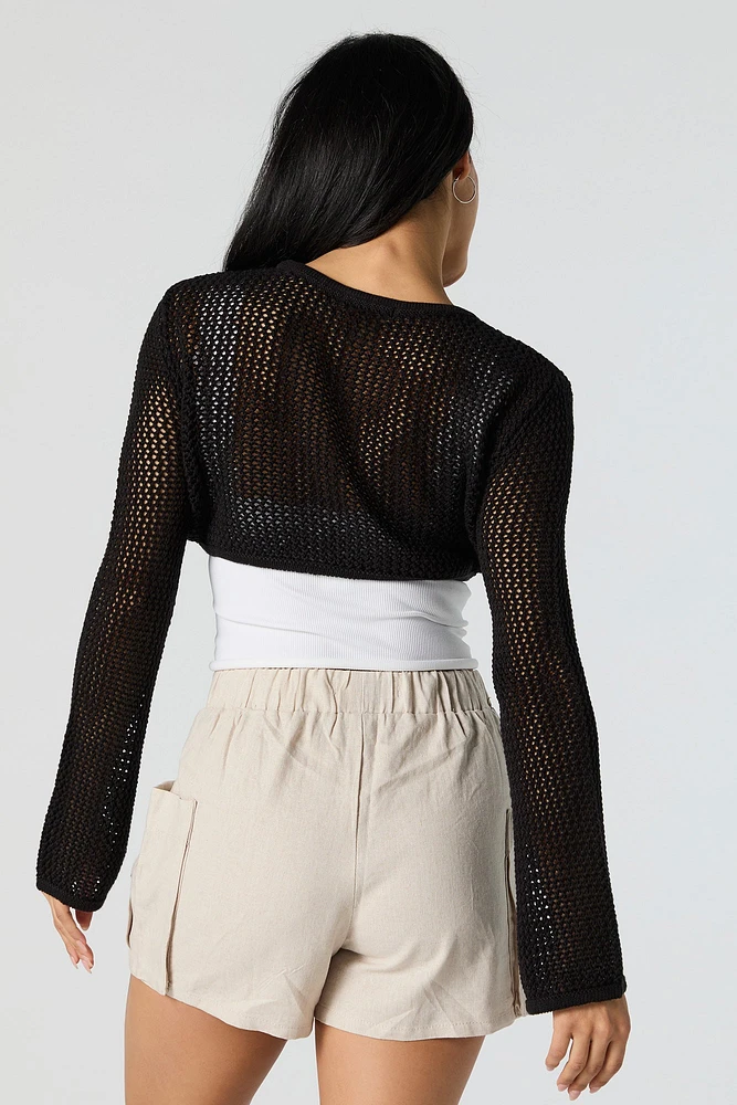 Chandail ultracourt en tricot ajour