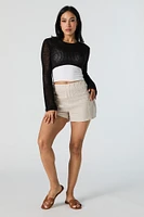 Chandail ultracourt en tricot ajour
