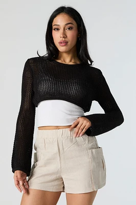 Chandail ultracourt en tricot ajour