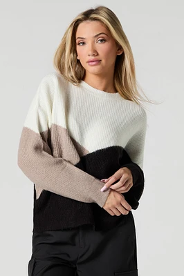 Colourblock Ribbed Knit Sweater