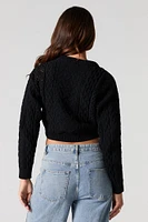 Open Cable Knit Cropped Sweater