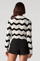 Open Knit Scallop Hem Sweater