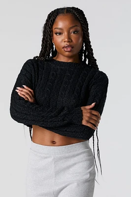 Cable Knit Cropped Sweater