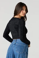 Fuzzy Knit Square Neck Sweater