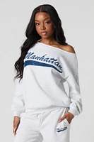 Manhattan Graphic Off Shoulder Fleece Sweatshirt