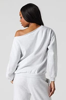 Manhattan Graphic Off Shoulder Fleece Sweatshirt
