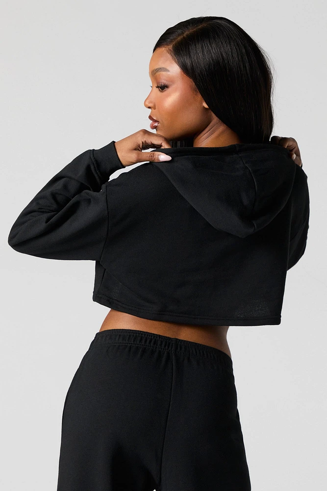 Drawstring Cropped Hoodie