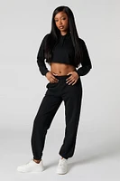 Drawstring Cropped Hoodie