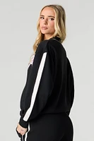 Bow Embroidered Fleece Zip-Up Sweatshirt