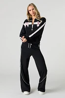 Bow Embroidered Fleece Zip-Up Sweatshirt